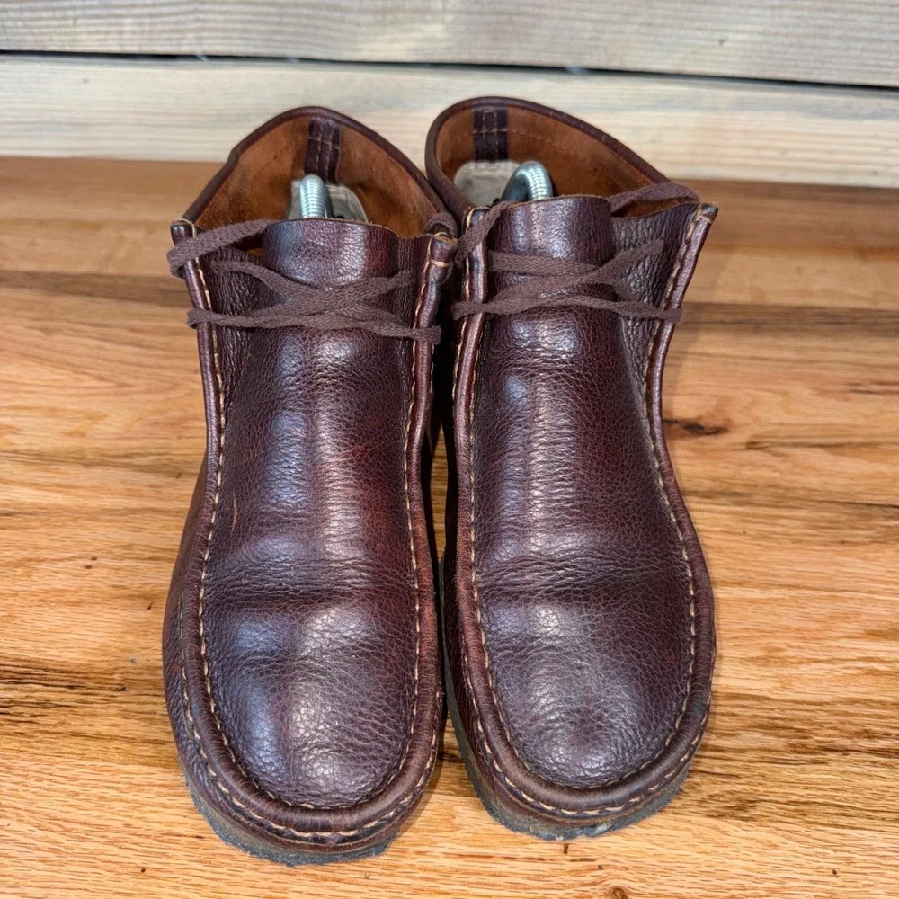 Clarks Originals Men's 10 Chukka Boots Wallabee Dark Brown Pebbled Leather Crepe